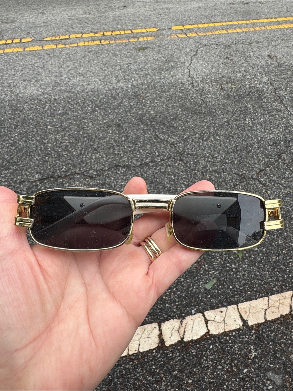 Gold Frame Black Sunglasses